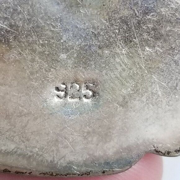 Vintage Sterling Silver Pendant, Puffy Wavy Rectangle, 925 Estate - Picture 5 of 8